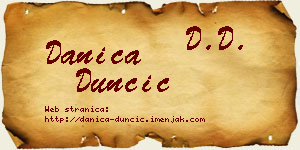 Danica Dunčić vizit kartica